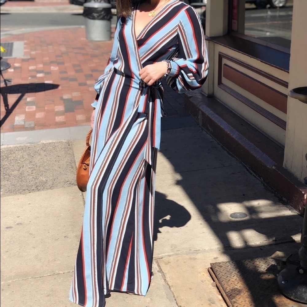 ✨Sasha Striped Puff Sleeve Maxi Wrap Dress - Picture 7 of 8